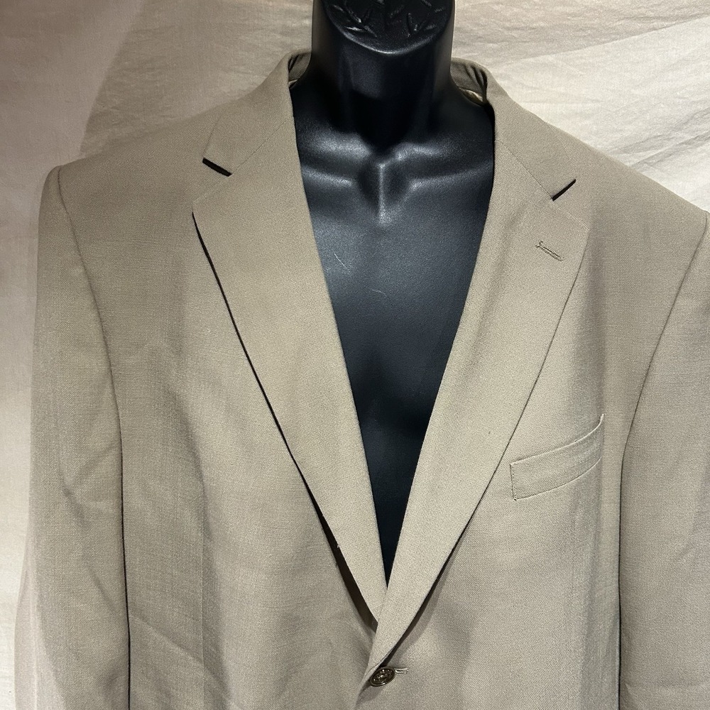 Nicklaus Golf Sport Coat Blazer 48R Tan Beige Stretch Wool Blend 2 Button